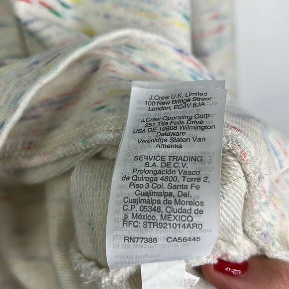 J. Crew Cream & Rainbow Heathering Hoodie with Tassels Size Medium - Picture 10 of 13